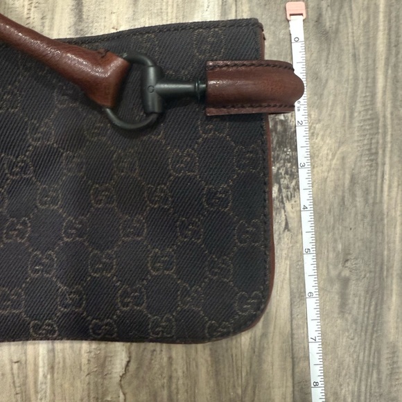 Excellent used condition Gucci monogram horse-bit shoulder bag black and brown - Picture 11 of 15